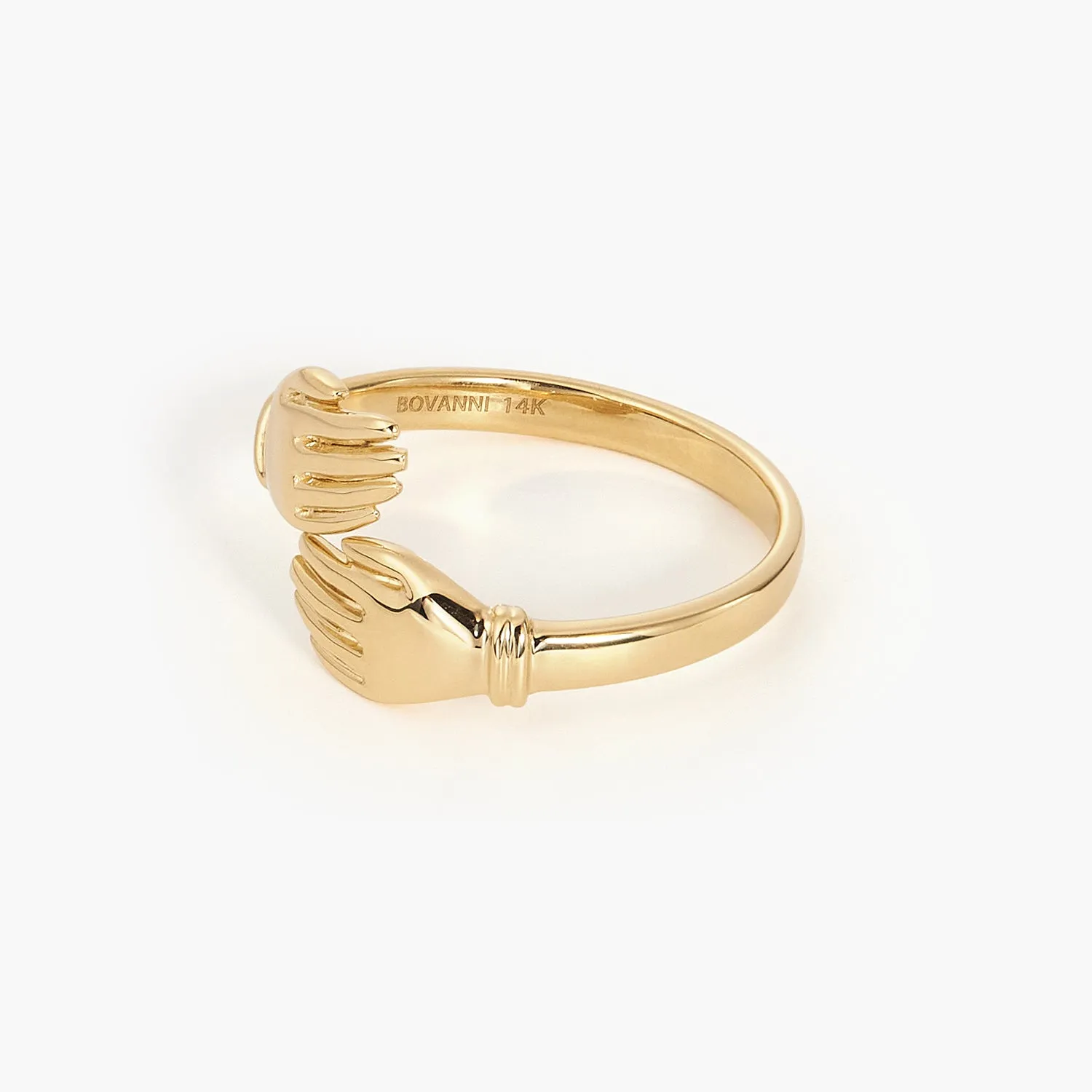 Big Tiny Golden Love Hugging Hand Stackable Ring