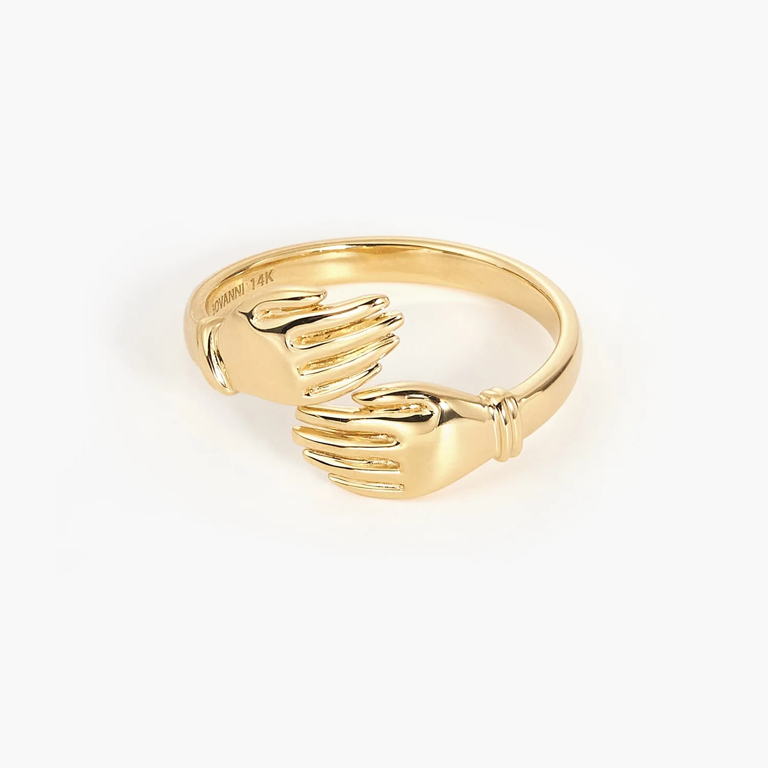 Big Tiny Golden Love Hugging Hand Stackable Ring