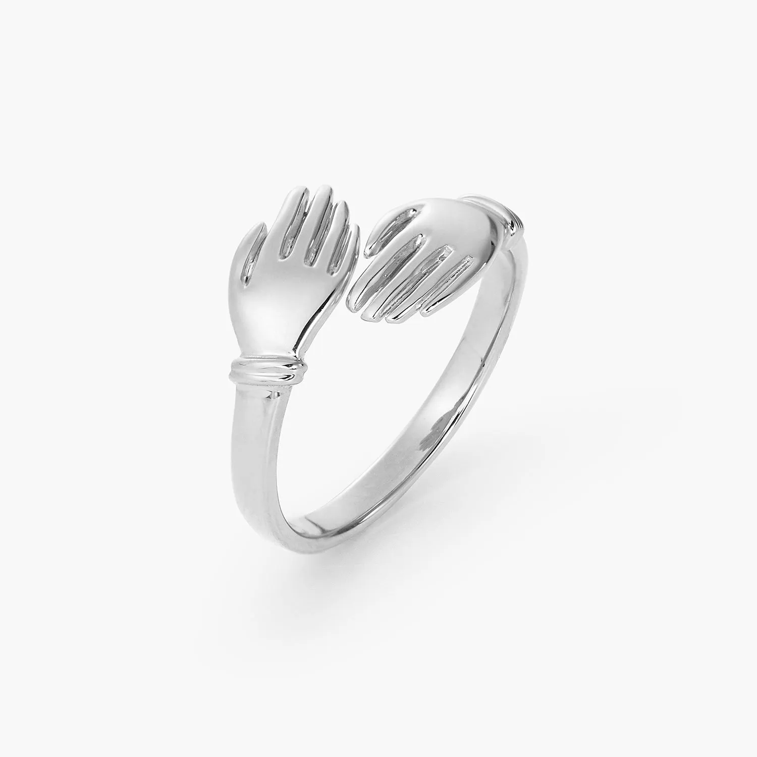 Big Tiny Golden Love Hugging Hand Stackable Ring