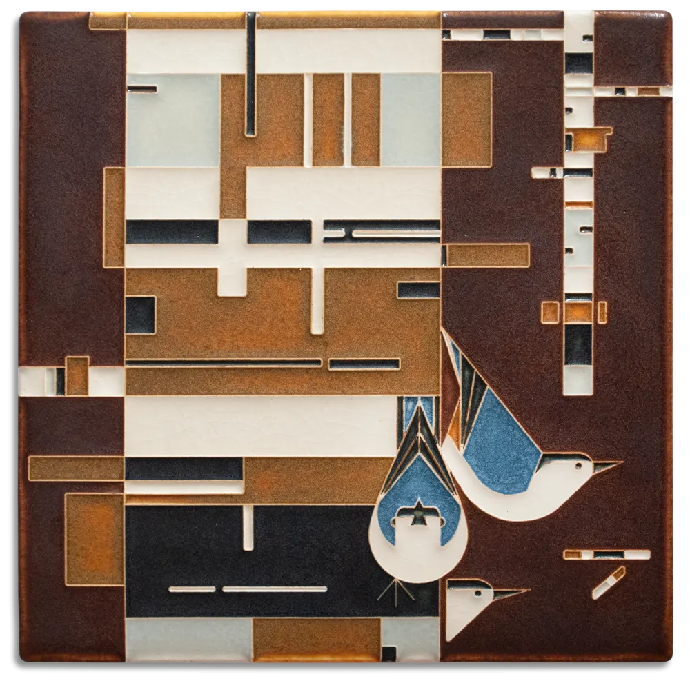 Birch Bark & Birds 8x8 Tile