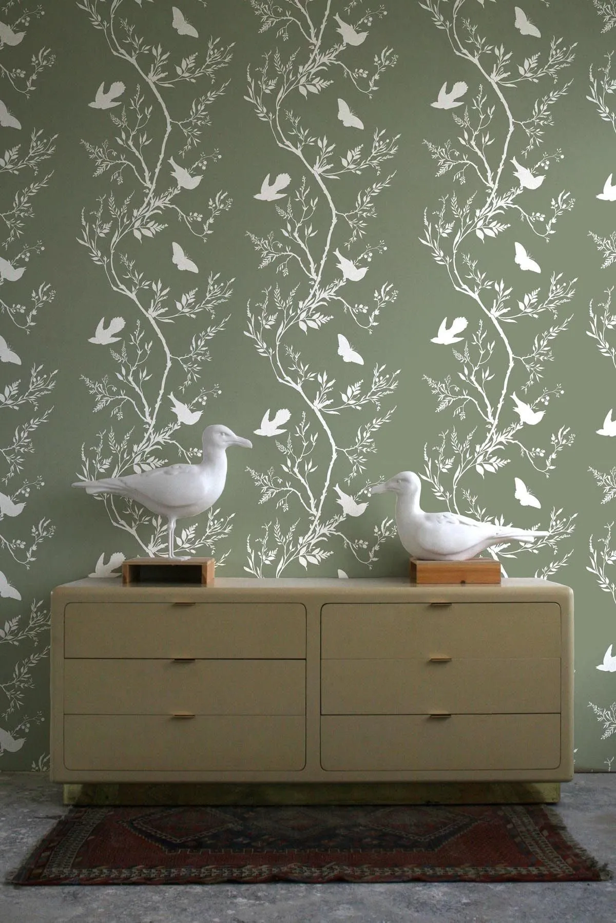 birdbranch stripe wallpaper
