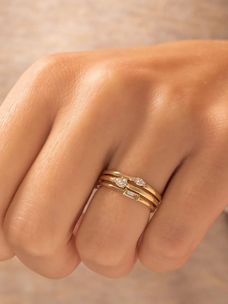 Bitsy Pear Stack Ring 14K