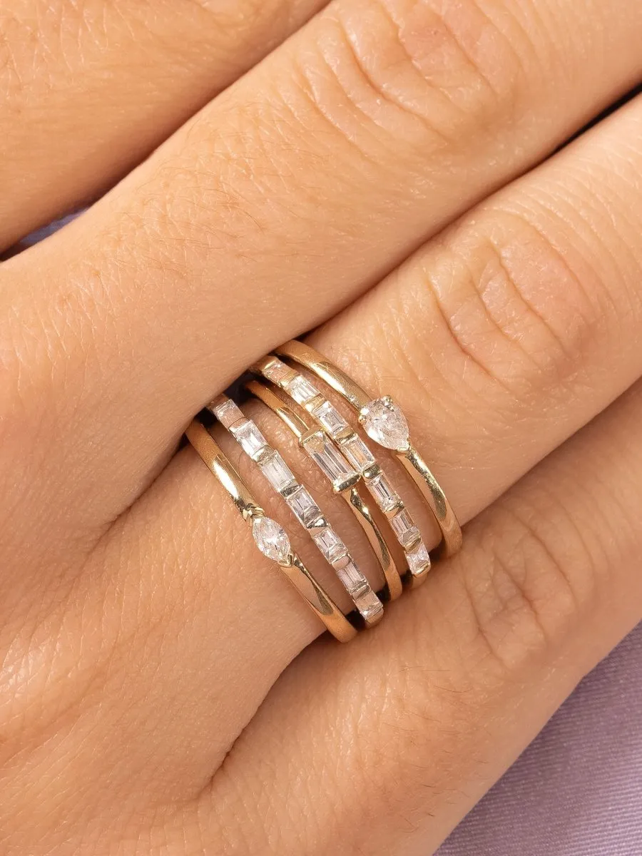 Bitsy Pear Stack Ring 14K