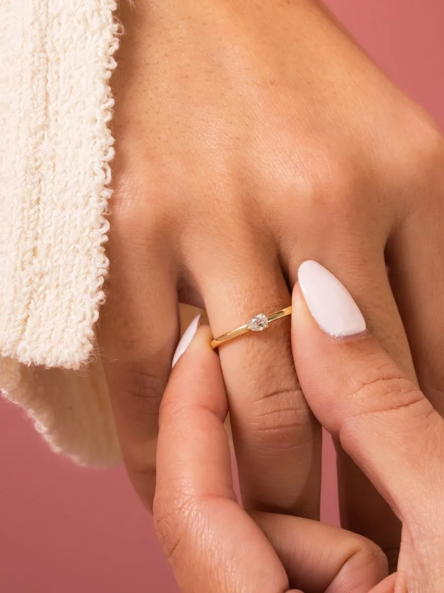 Bitsy Pear Stack Ring 14K