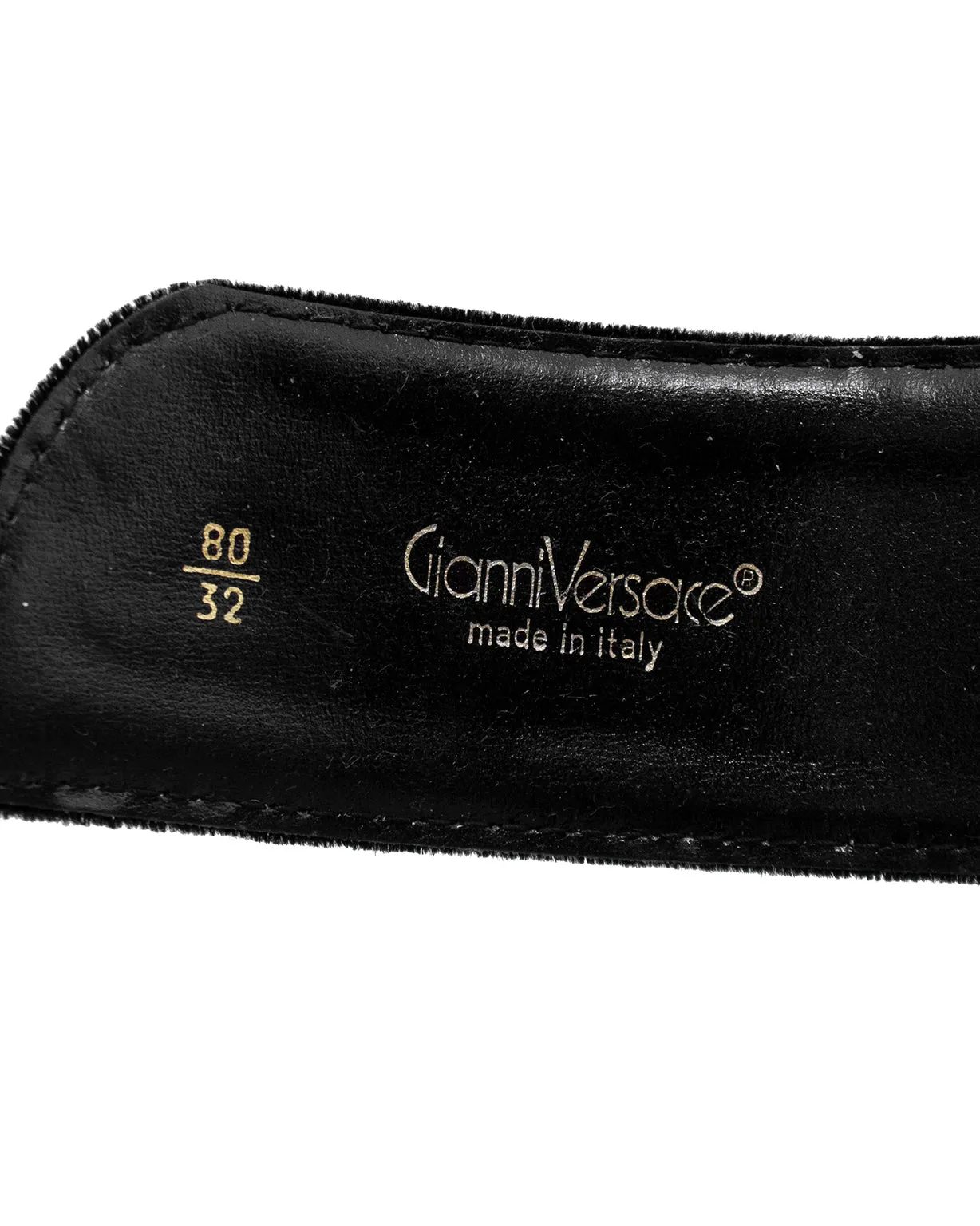 Black Velvet Belt with Pearl Buckle