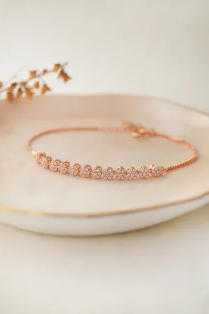 Blinging Clusters Rose Gold Plated Sterling Silver Chain Bracelet
