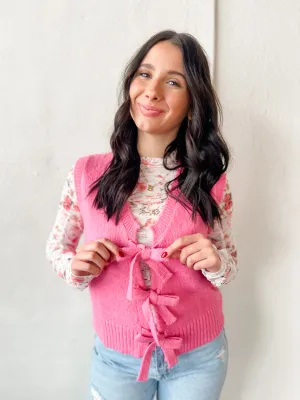 Bow of My Heart Sweater Vest - Pink