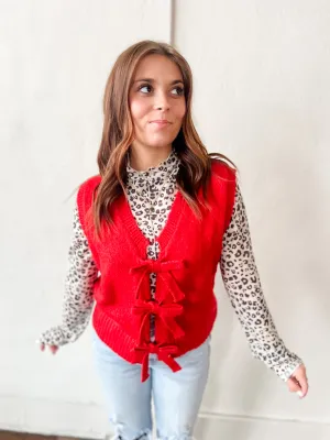 Bow of My Heart Sweater Vest - Red