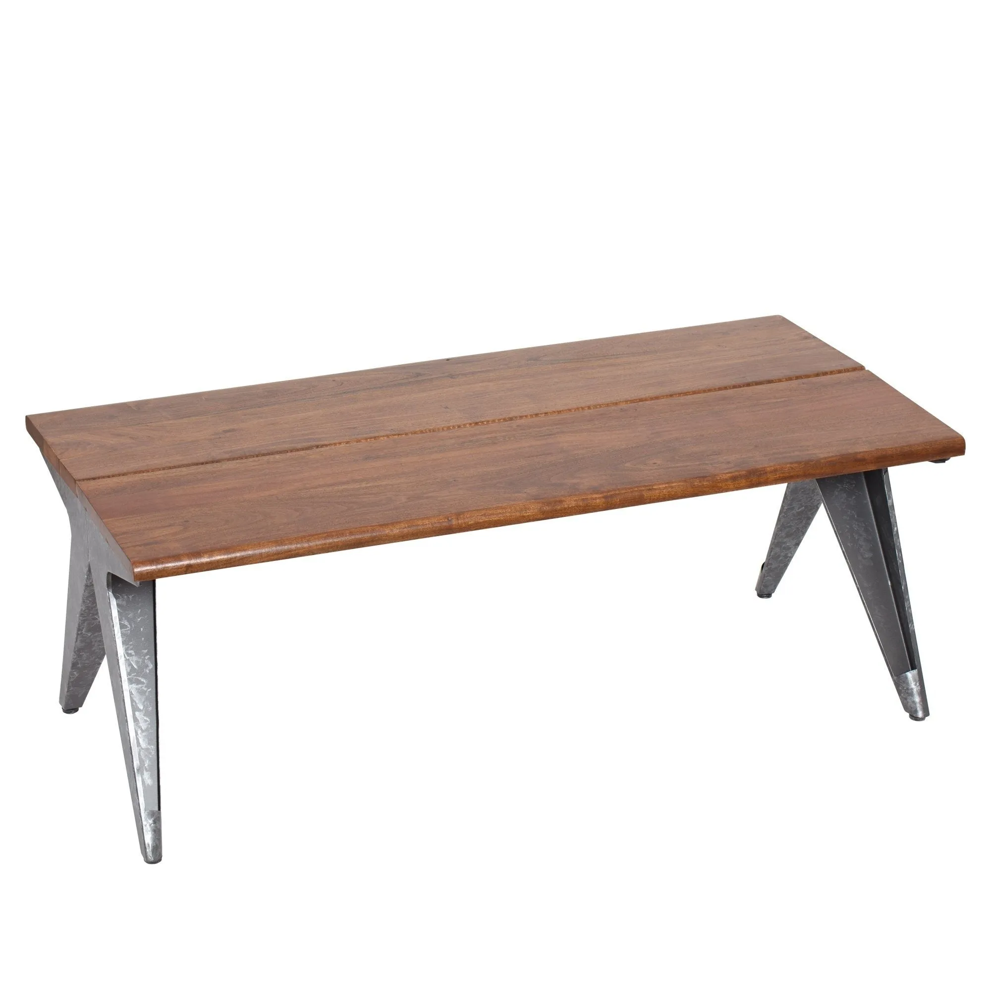 Brand new Industrial Rustic Farmhouse Coffee Table with Hand moulded metal bends, solid, 100% acacia wood top and galvanized metal sheet base! Classic. Elegant. Charming. The coffee table elevates your home décor. Retails $383 