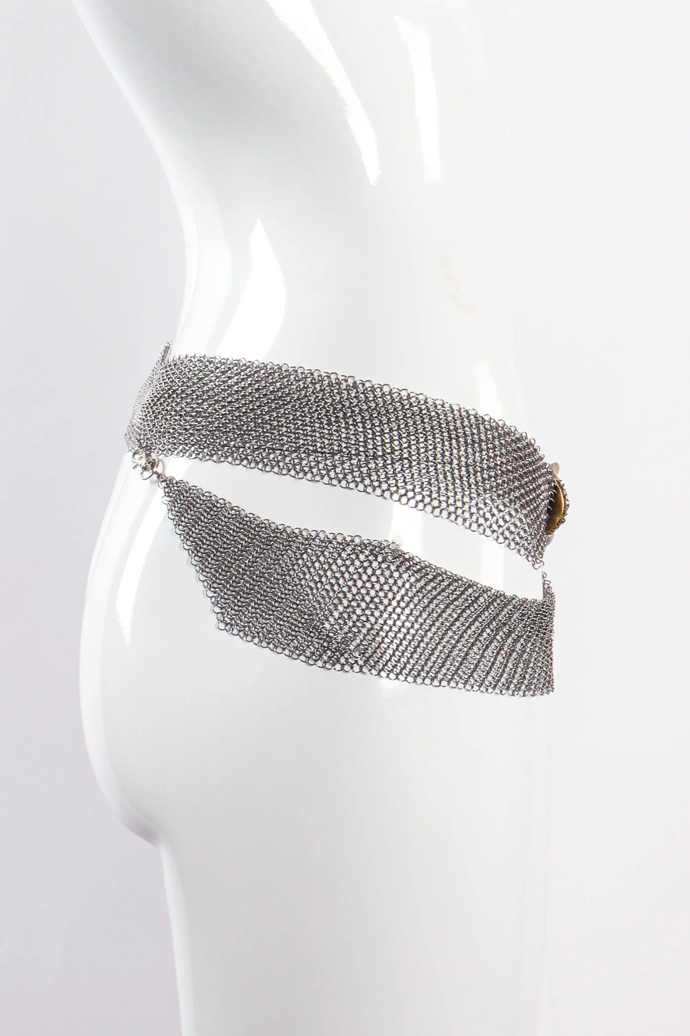 Brass Hand Buckle Mesh Wrap Belt