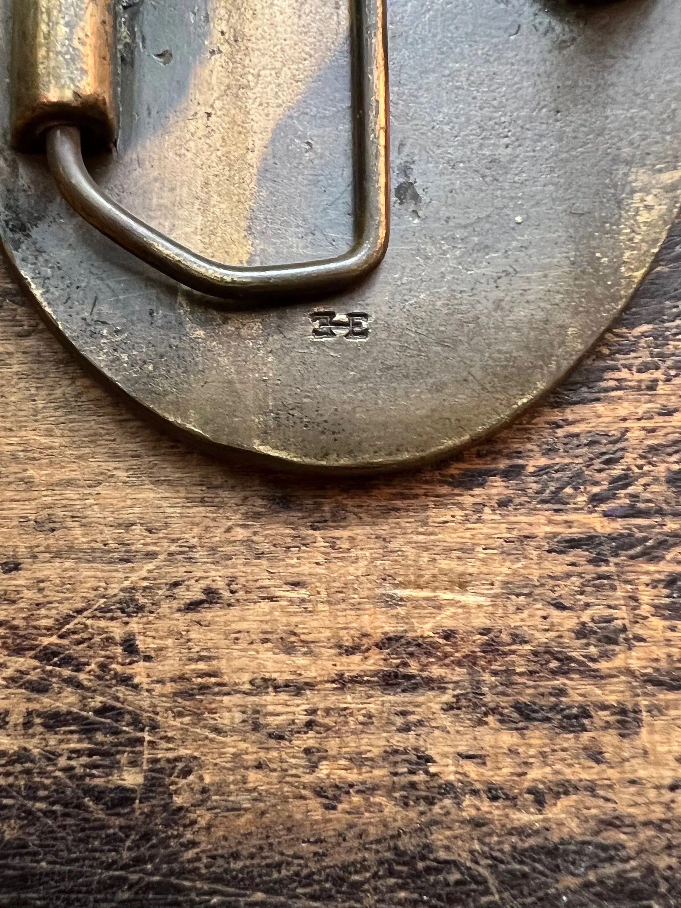 BUCKLE UP 1970's Solid Brass "Peace" Scene Belt Buckle