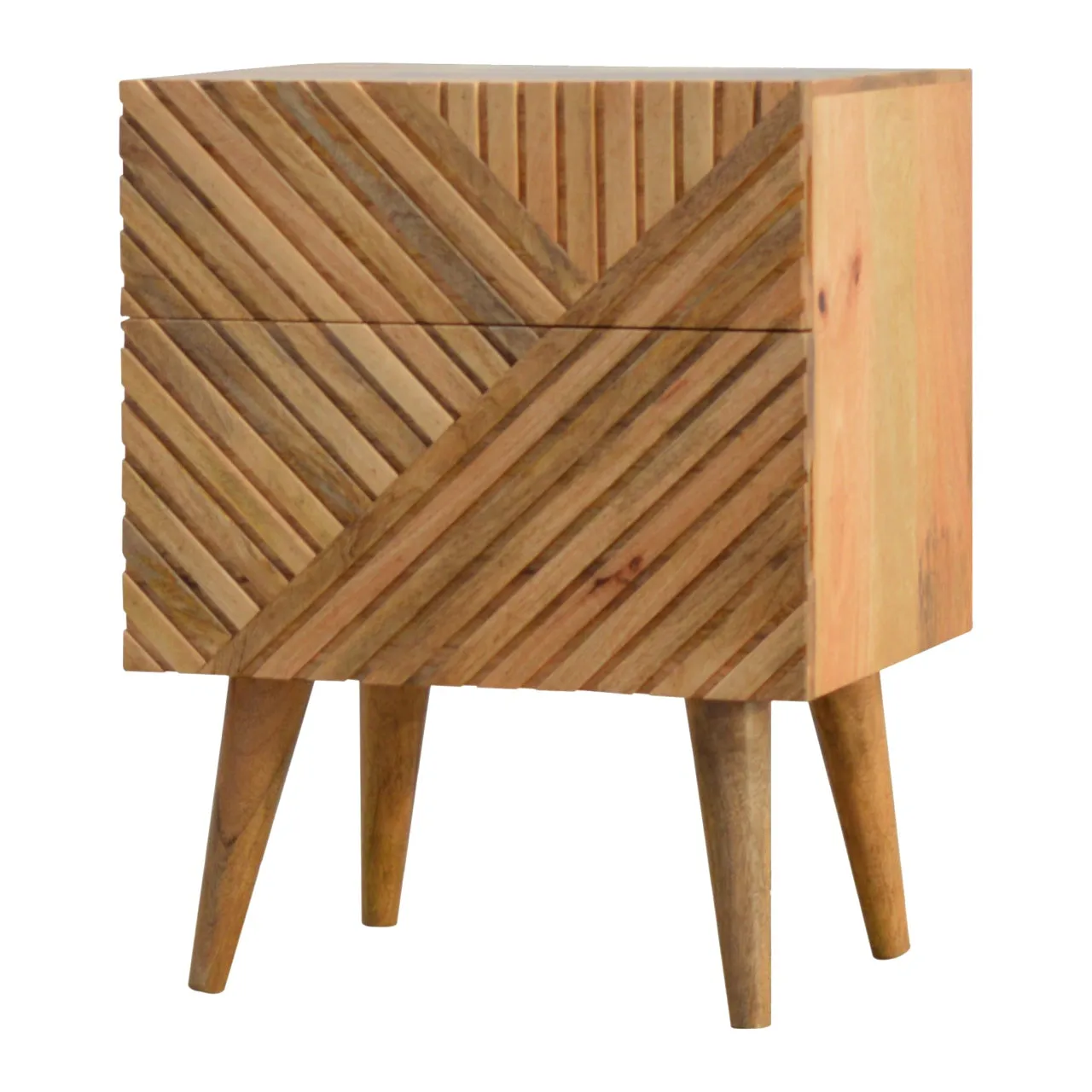 BURCOTE Carved Solid Wood Bedside Table