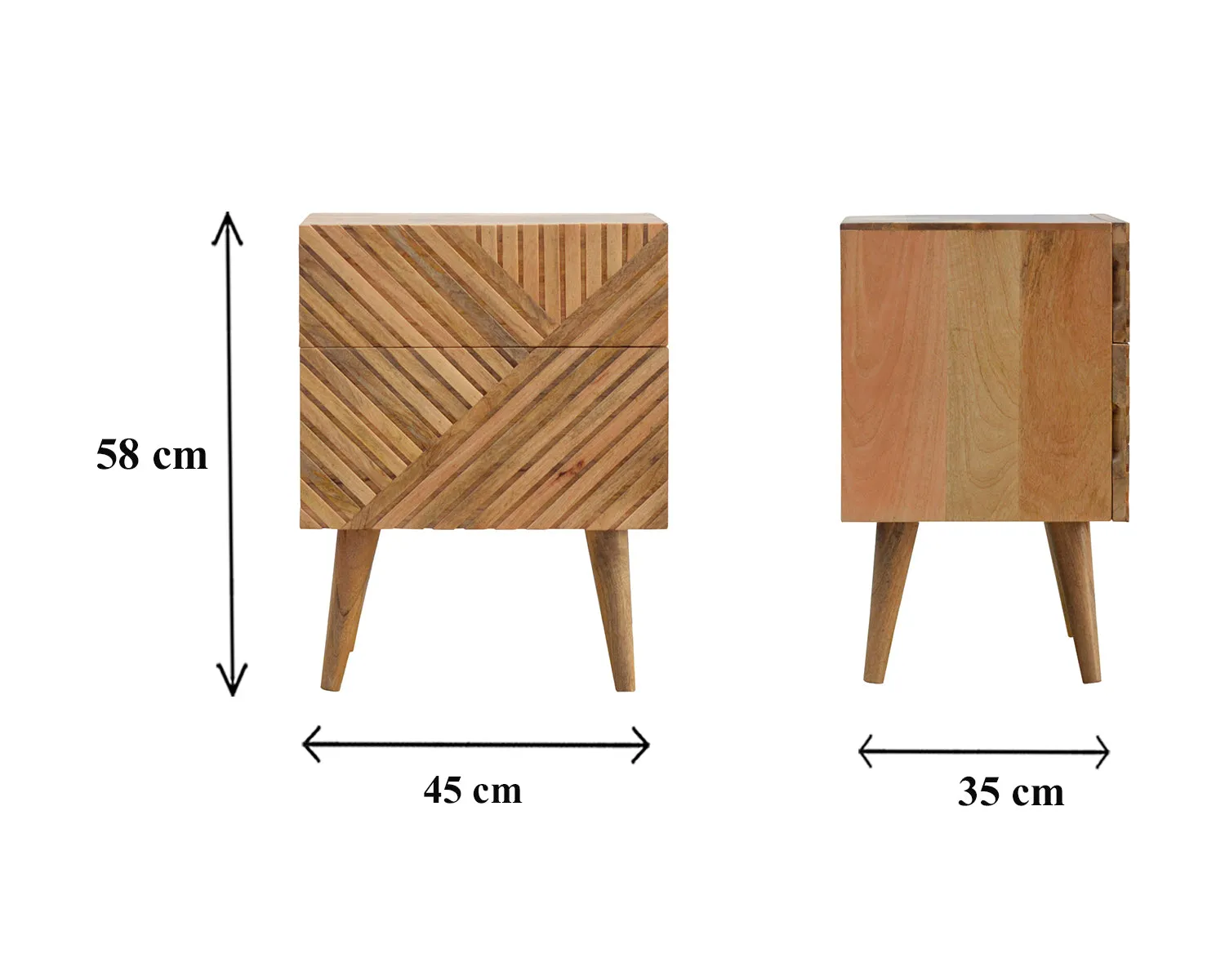 BURCOTE Carved Solid Wood Bedside Table