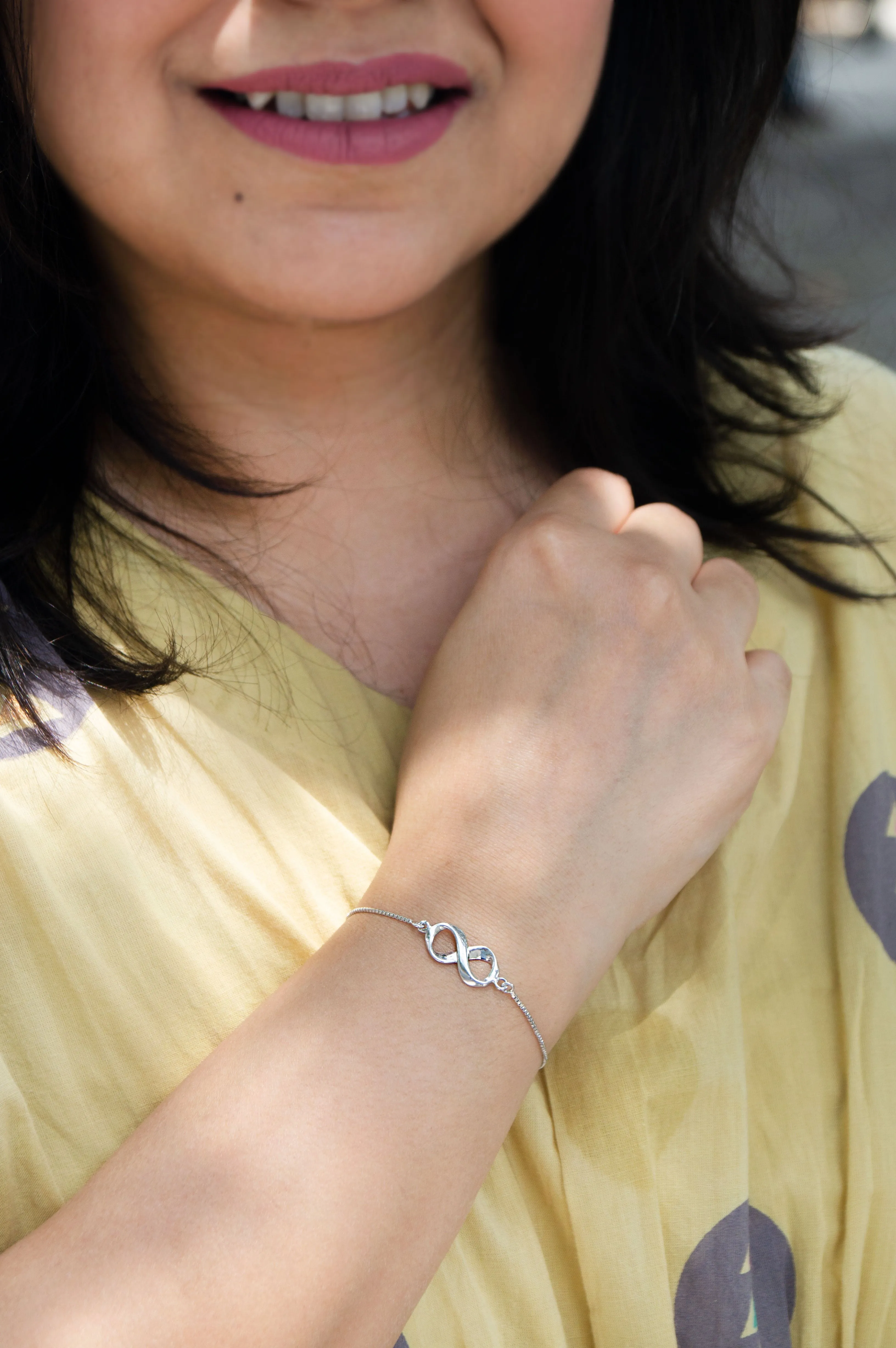 Calming Infinity Sterling Silver Pull Chain Bracelet