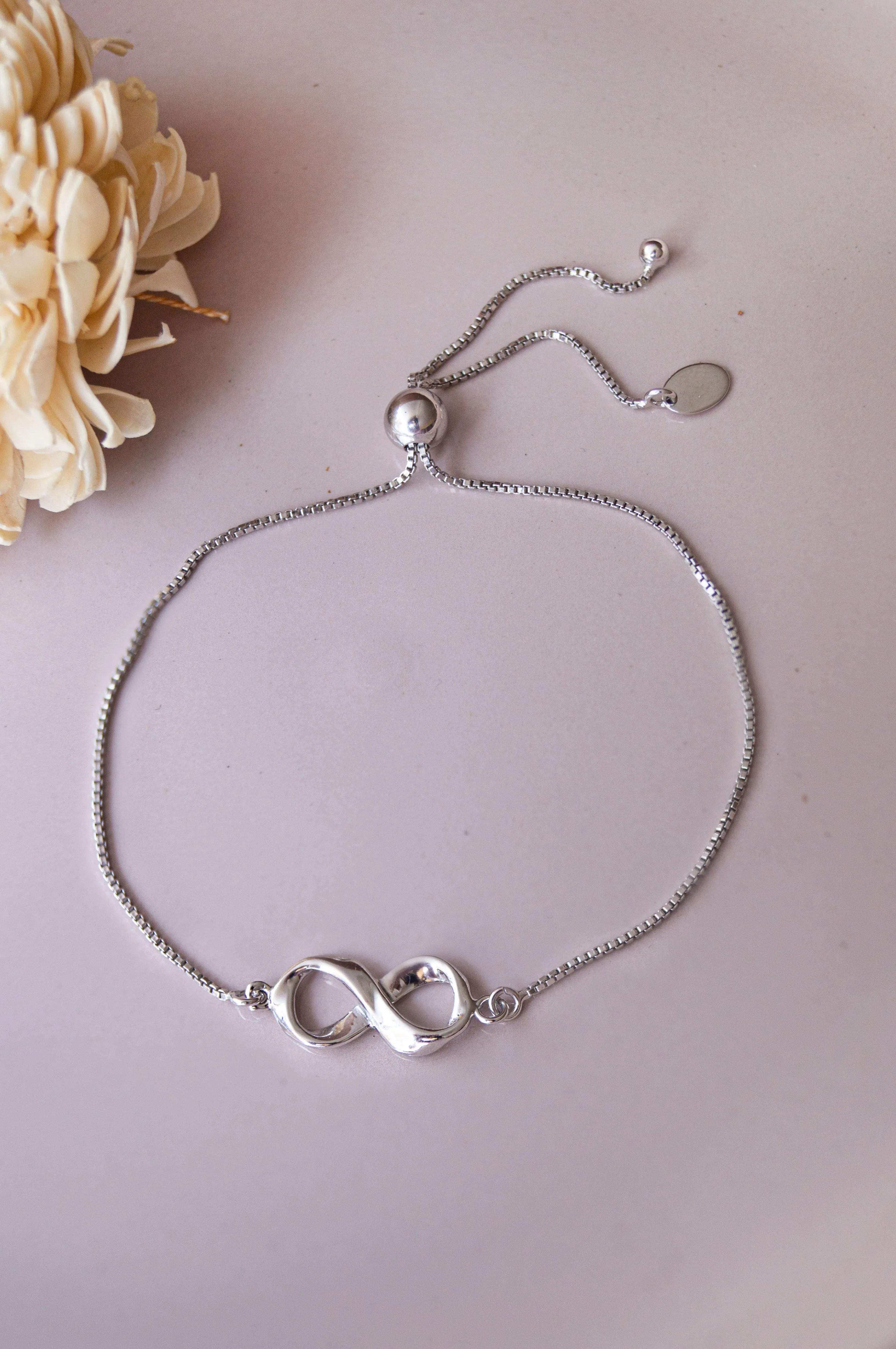 Calming Infinity Sterling Silver Pull Chain Bracelet