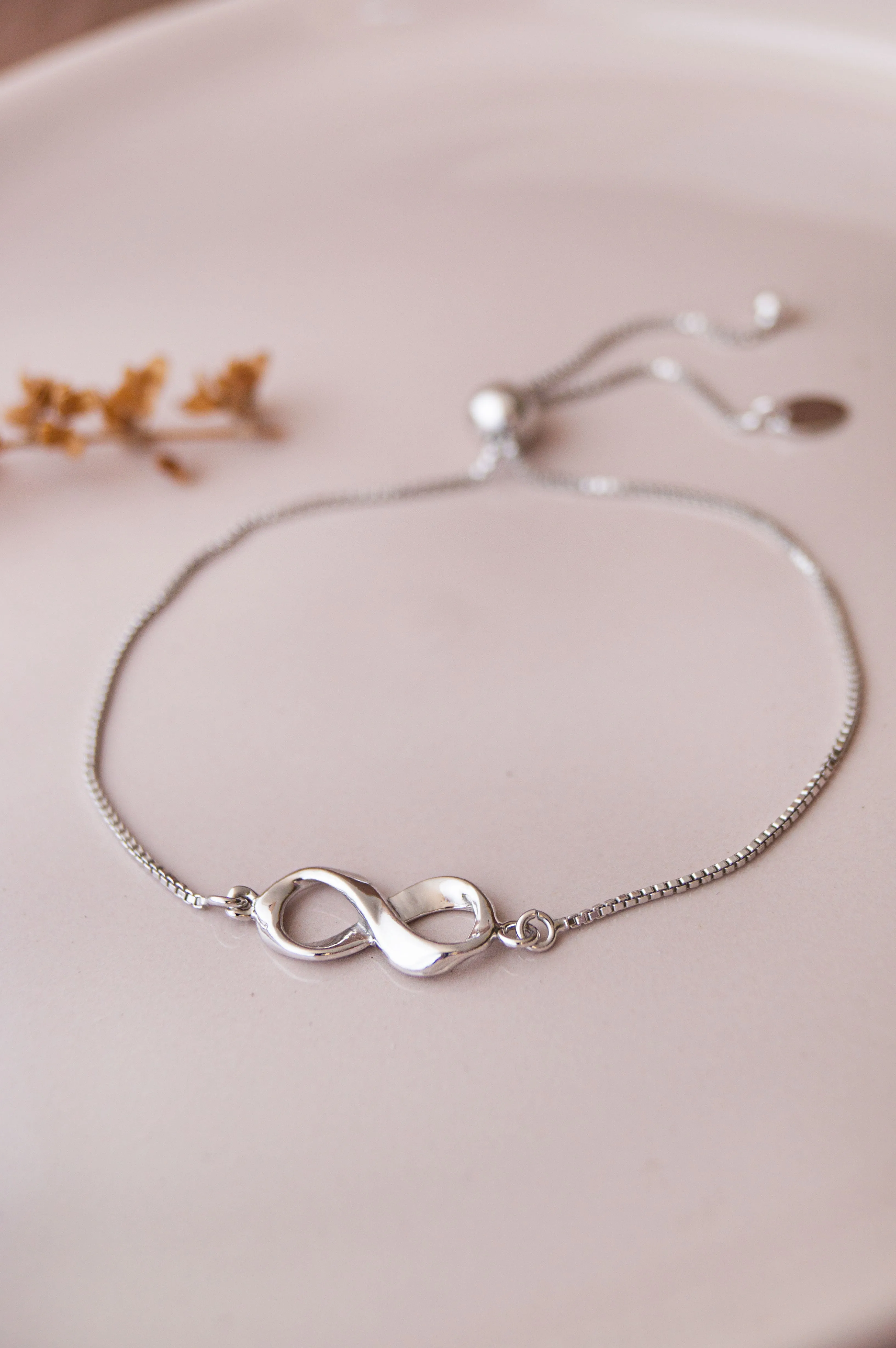 Calming Infinity Sterling Silver Pull Chain Bracelet