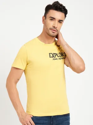 Camla Barcelona Typography Yellow Regular T-Shirt