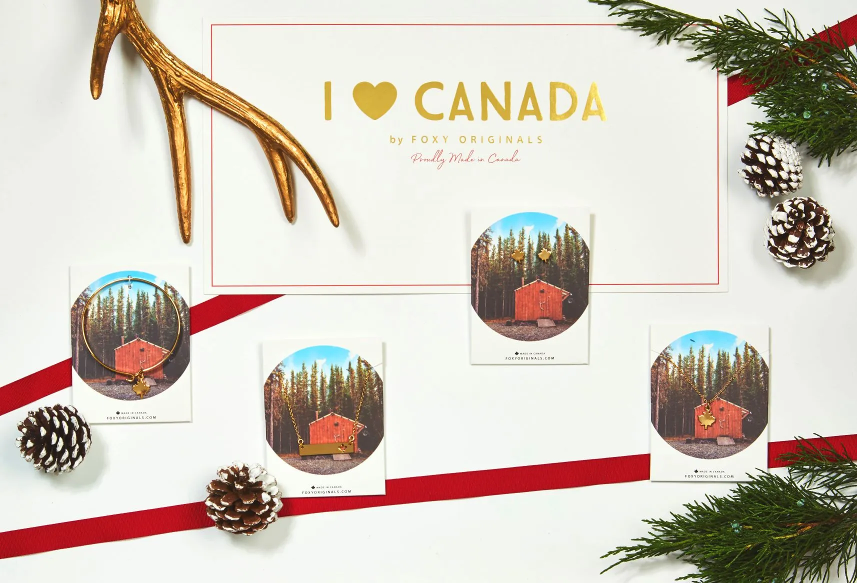 Canada Day Maple Leaf Studs in Gold
