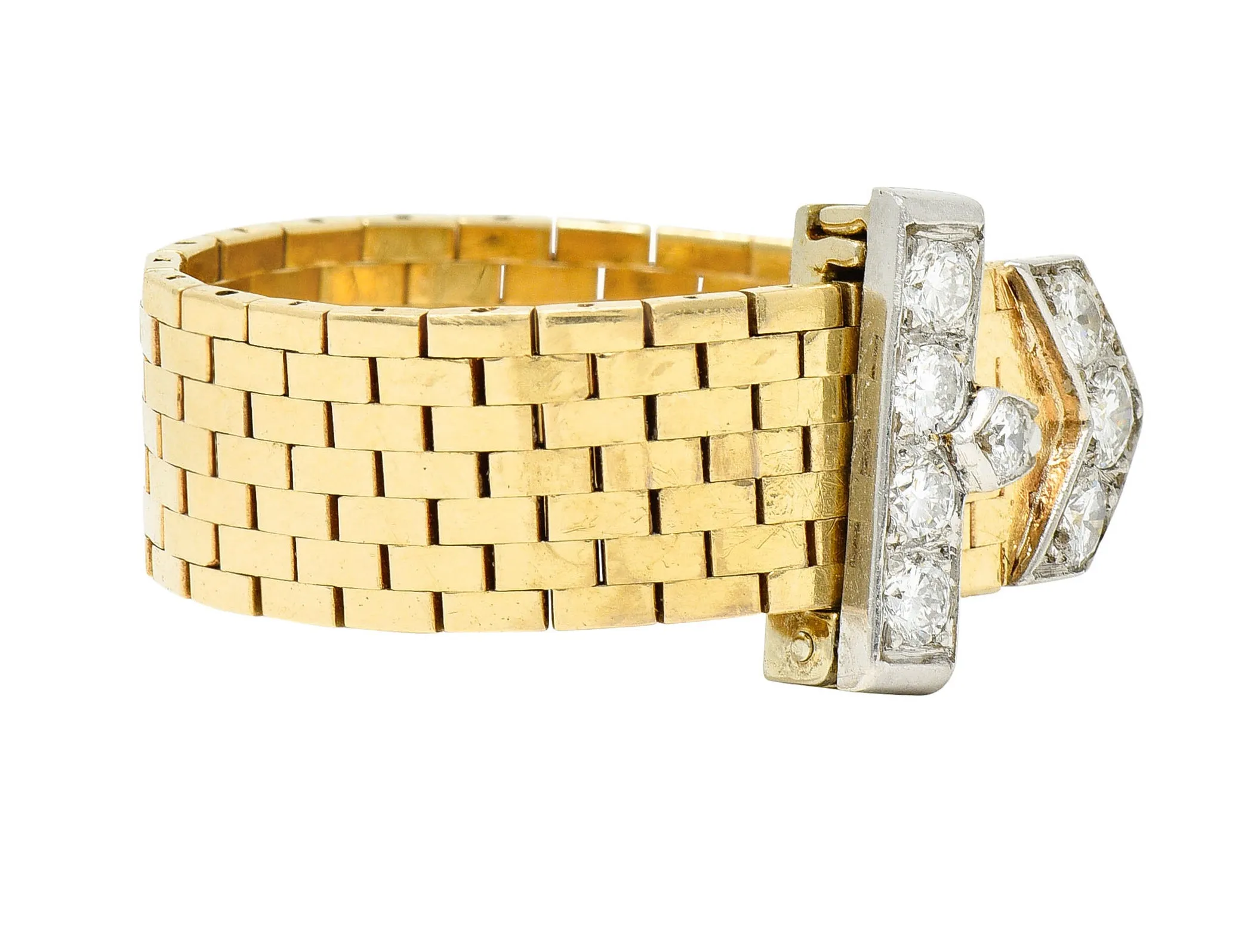 Cartier Diamond 14 Karat Two-Tone Gold Buckle Ring