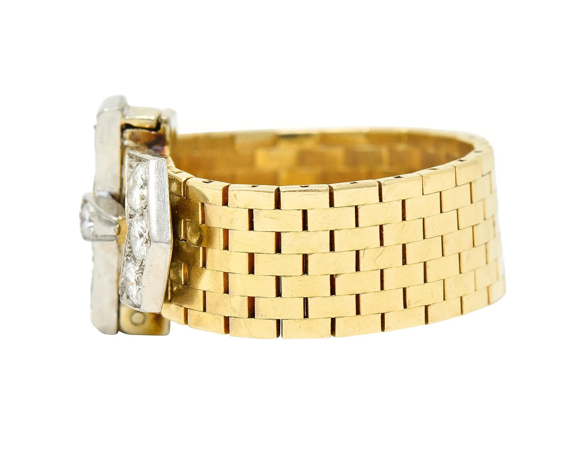 Cartier Diamond 14 Karat Two-Tone Gold Buckle Ring