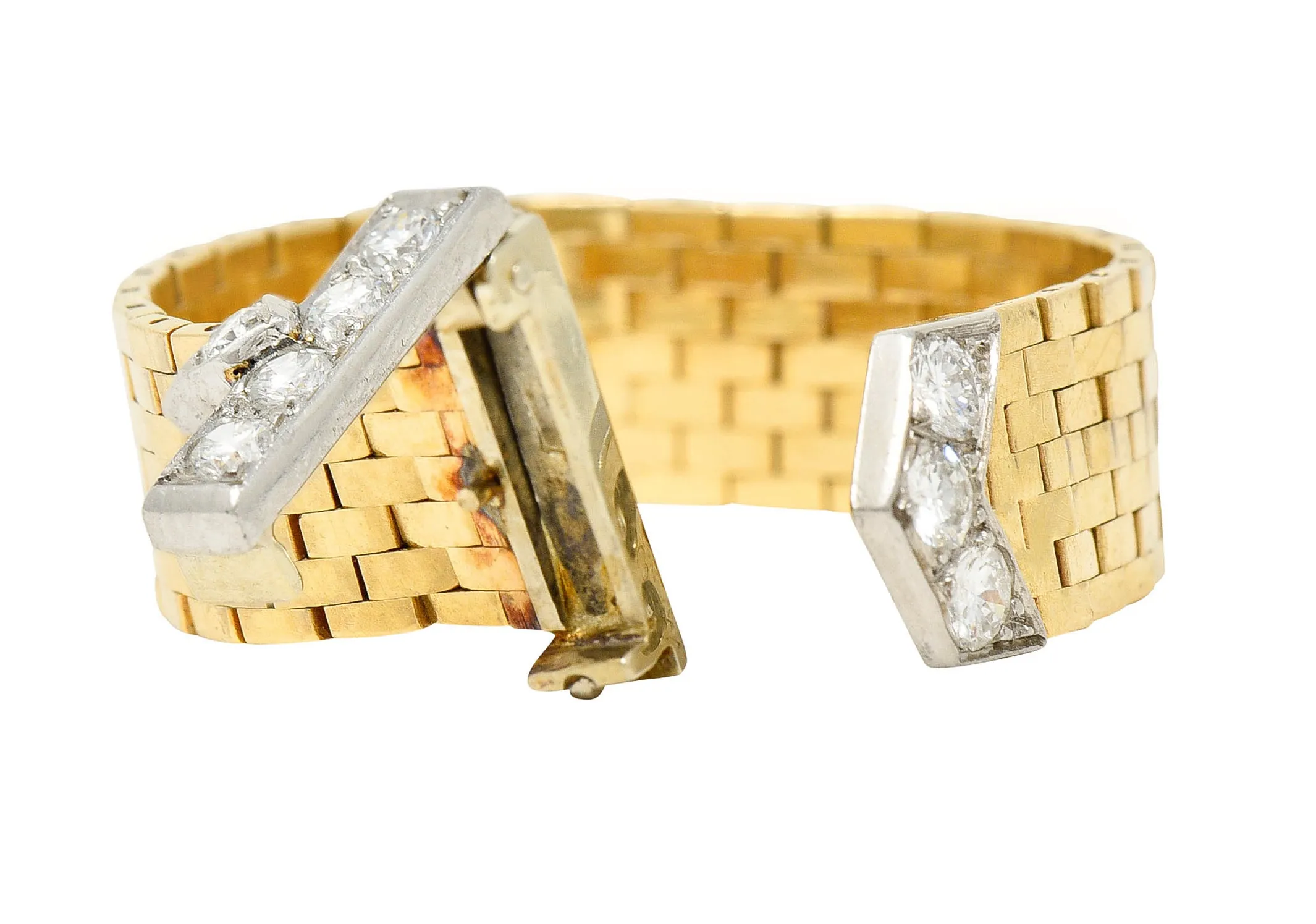 Cartier Diamond 14 Karat Two-Tone Gold Buckle Ring