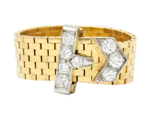 Cartier Diamond 14 Karat Two-Tone Gold Buckle Ring
