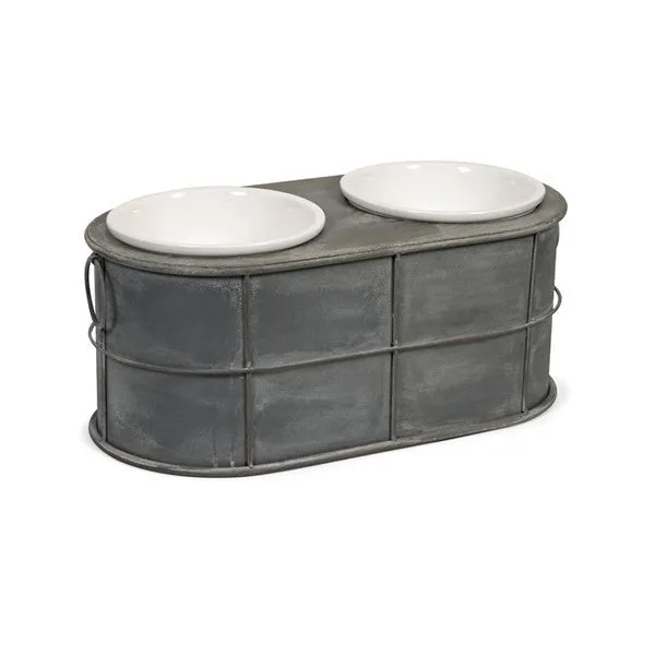 Casoria Pet Feeder with Ceramic Bowls