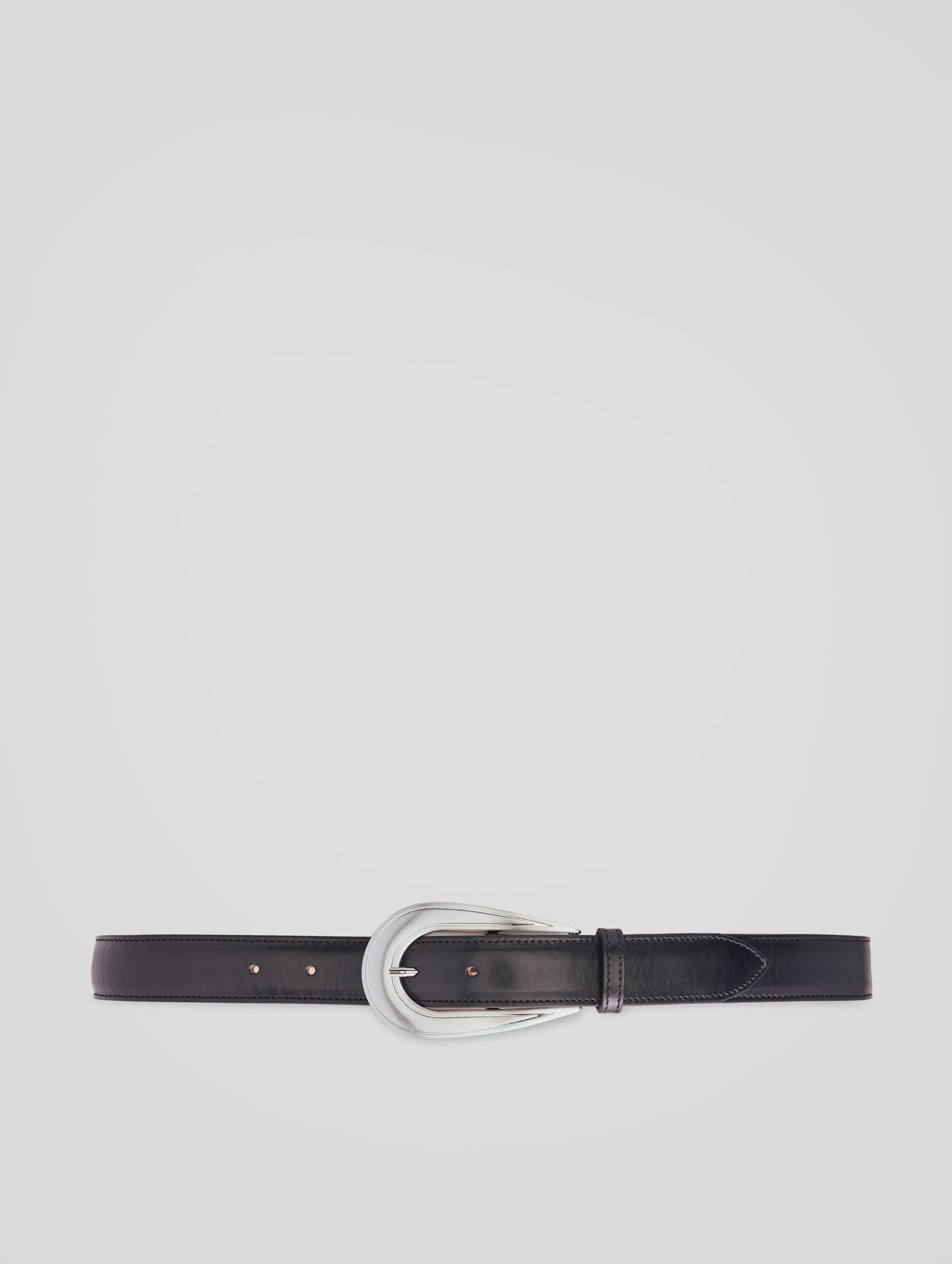 CAVALIERE MODERN WESTERN BELT IN BLACK CALFSKIN