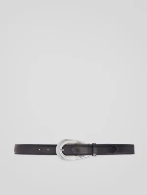CAVALIERE MODERN WESTERN BELT IN BLACK CALFSKIN