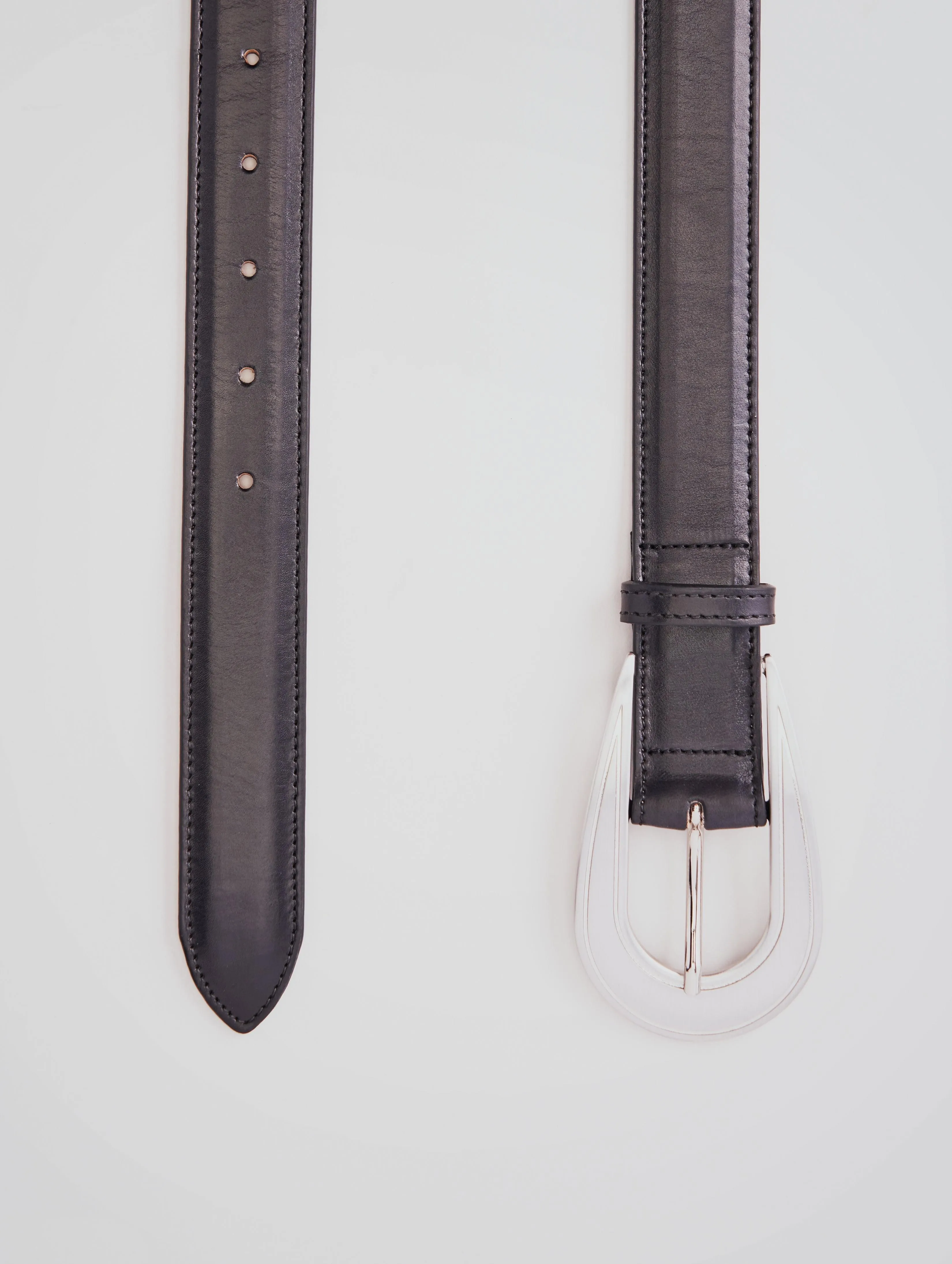 CAVALIERE MODERN WESTERN BELT IN BLACK CALFSKIN