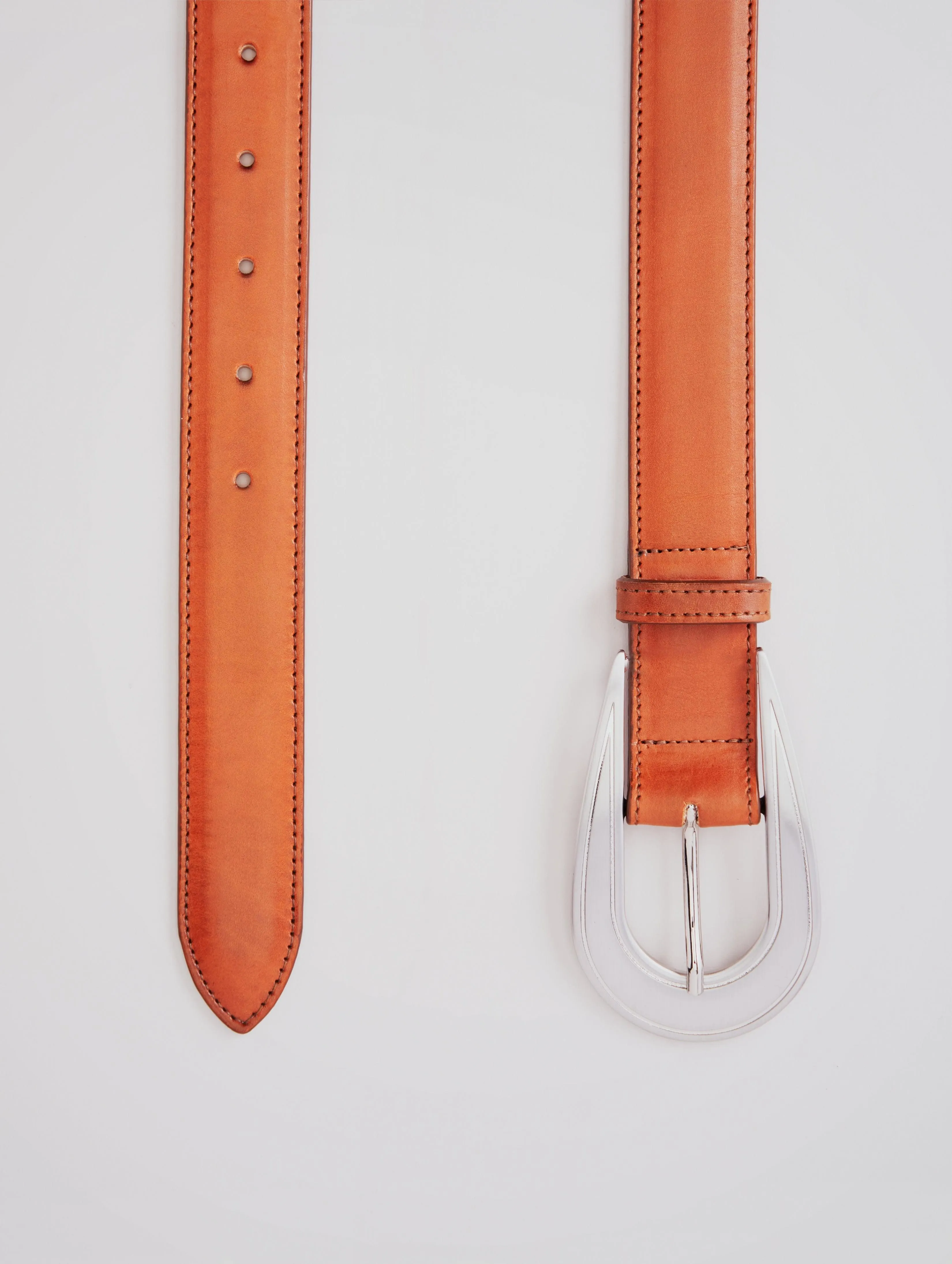 CAVALIERE MODERN WESTERN BELT IN BRICK CALFSKIN