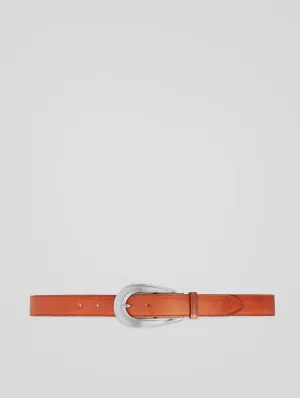 CAVALIERE MODERN WESTERN BELT IN BRICK CALFSKIN