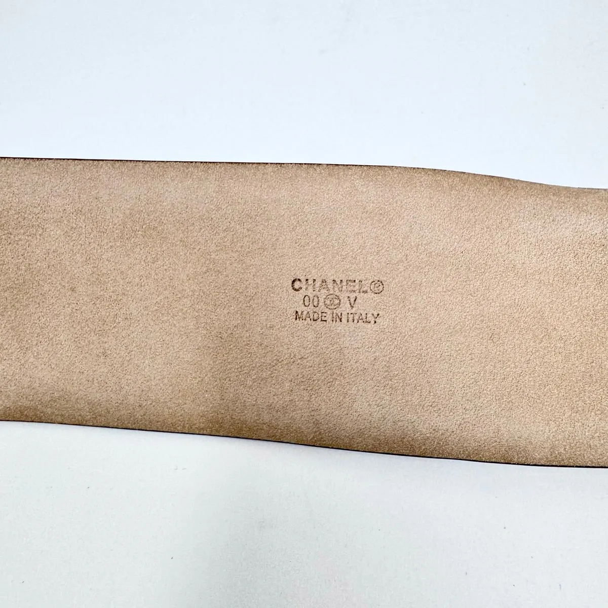 Chanel Brown 2" Wide Leather Belt with Gold-tone Interlocking CC Buckle