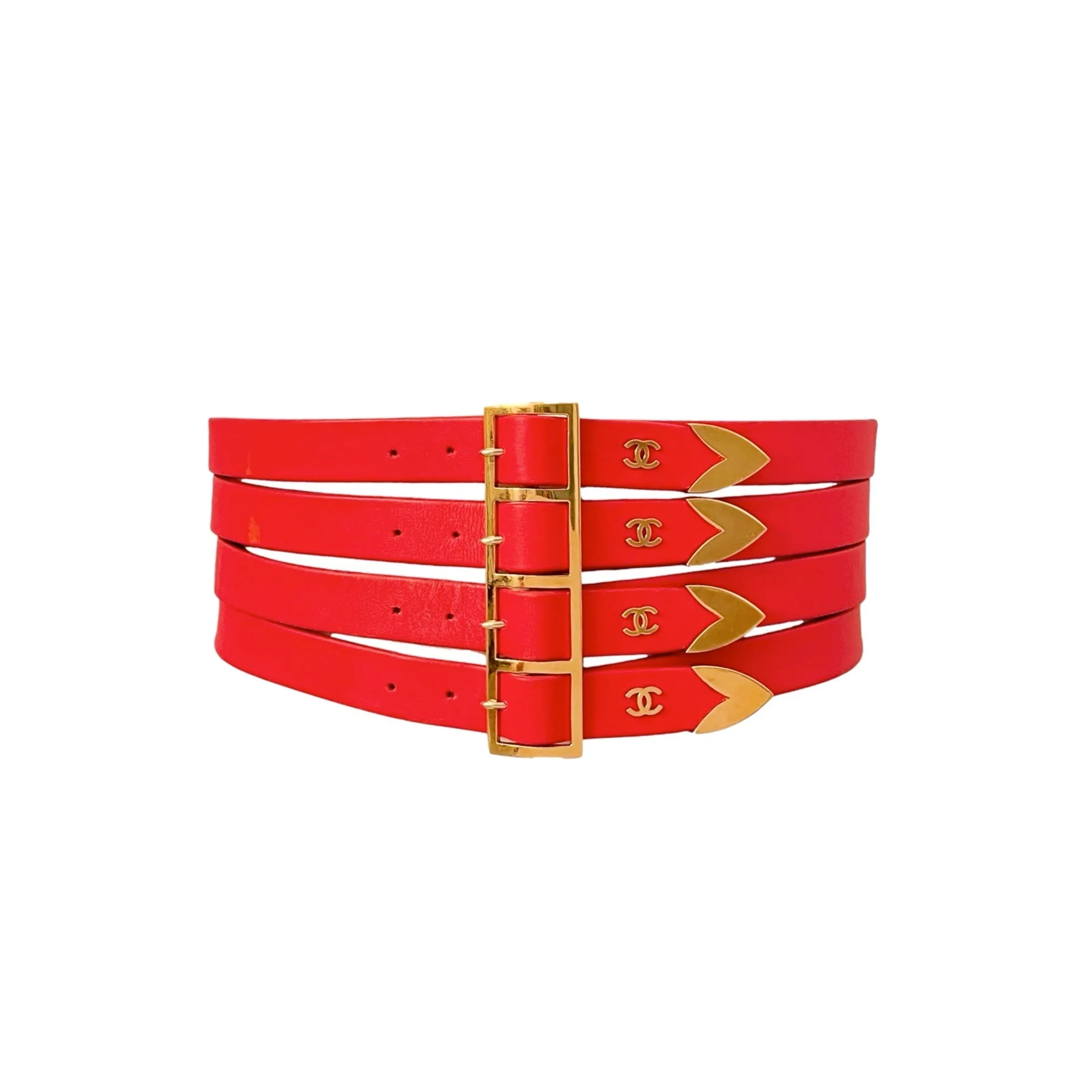 Chanel Red Logo Belt