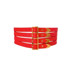 Chanel Red Logo Belt