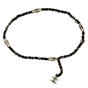 CHANEL - Vintage 97A 90s CC Chain Metal Suede Leather Belt - One Size
