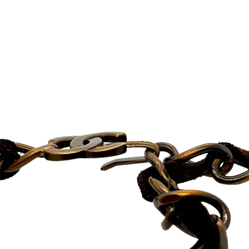 CHANEL - Vintage 97A 90s CC Chain Metal Suede Leather Belt - One Size