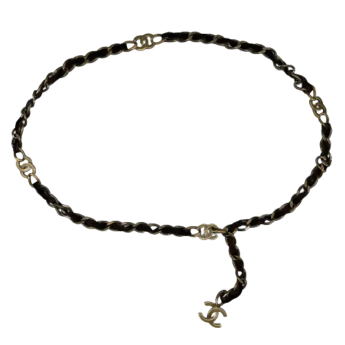 CHANEL - Vintage 97A 90s CC Chain Metal Suede Leather Belt - One Size