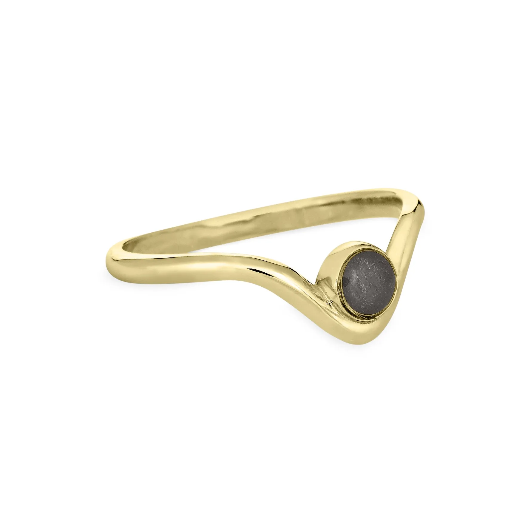 Chevron Circle Setting Cremation Ring in 14K Yellow Gold
