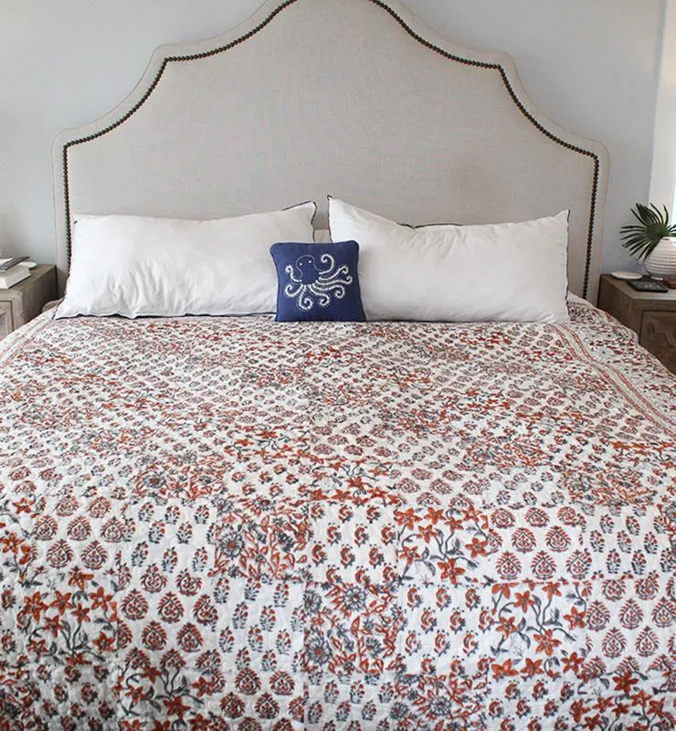 Chintz Pattern Block Print Bedspread Set