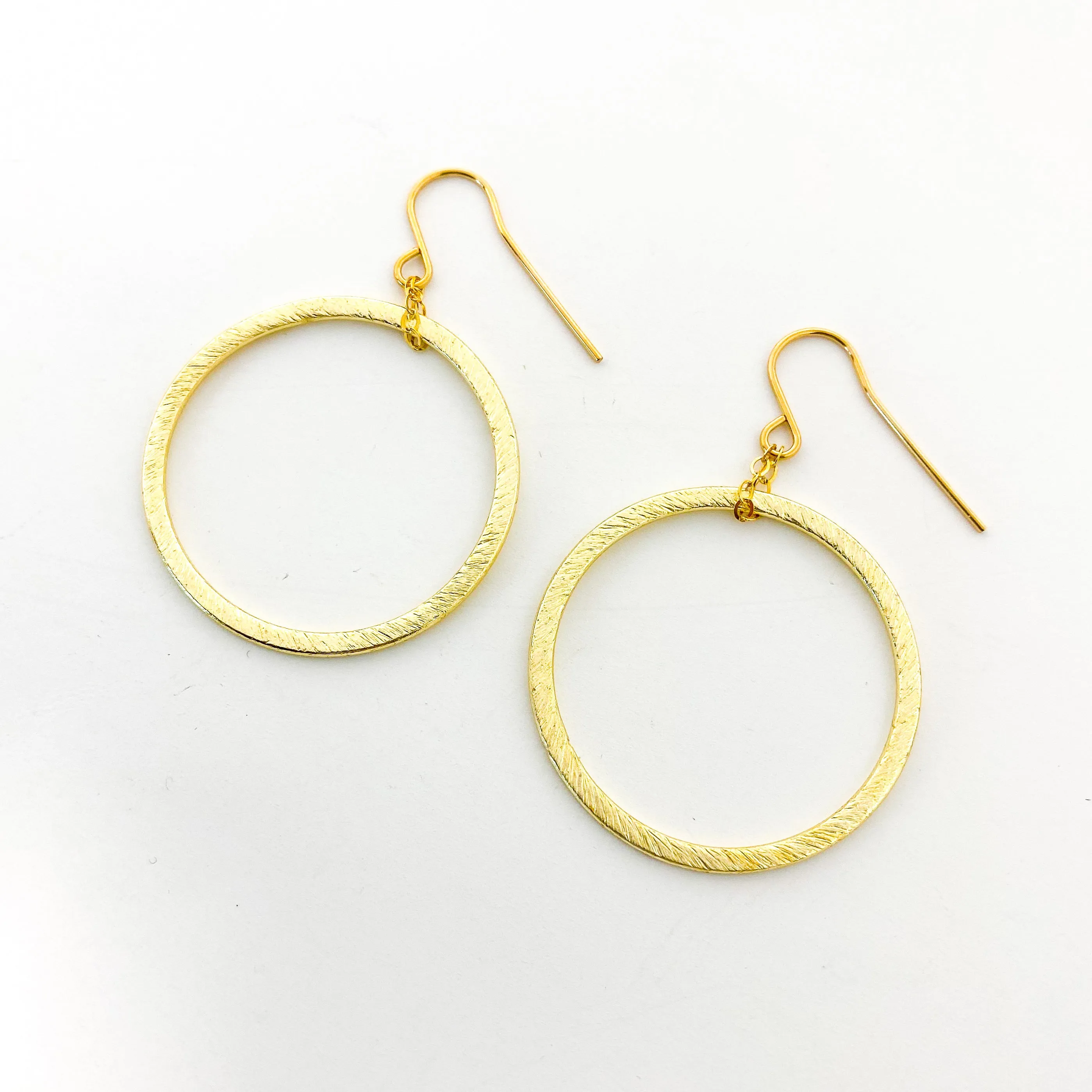 Chloe Hanging Brushed Hoop Earrings