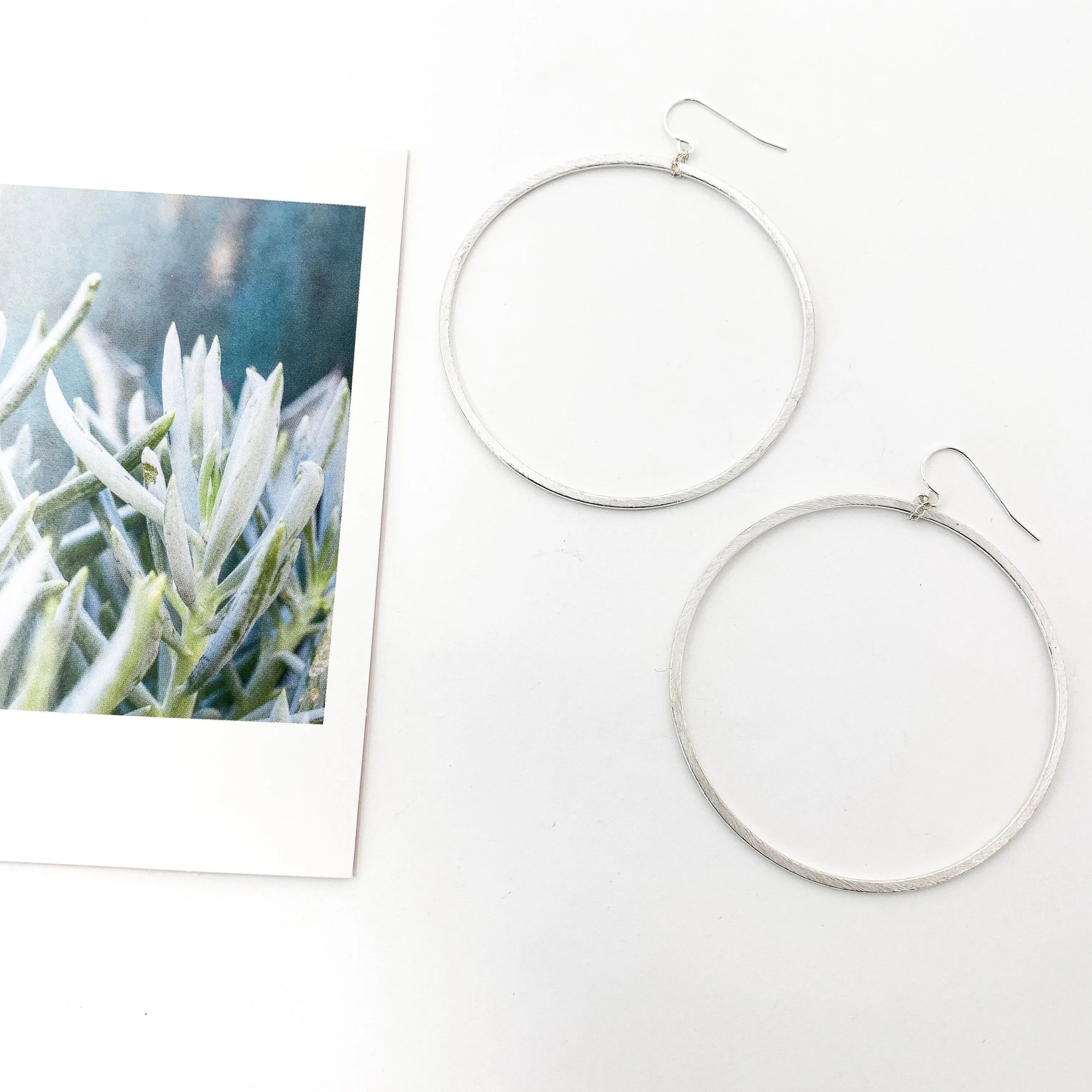 Chloe Hanging Brushed Hoop Earrings