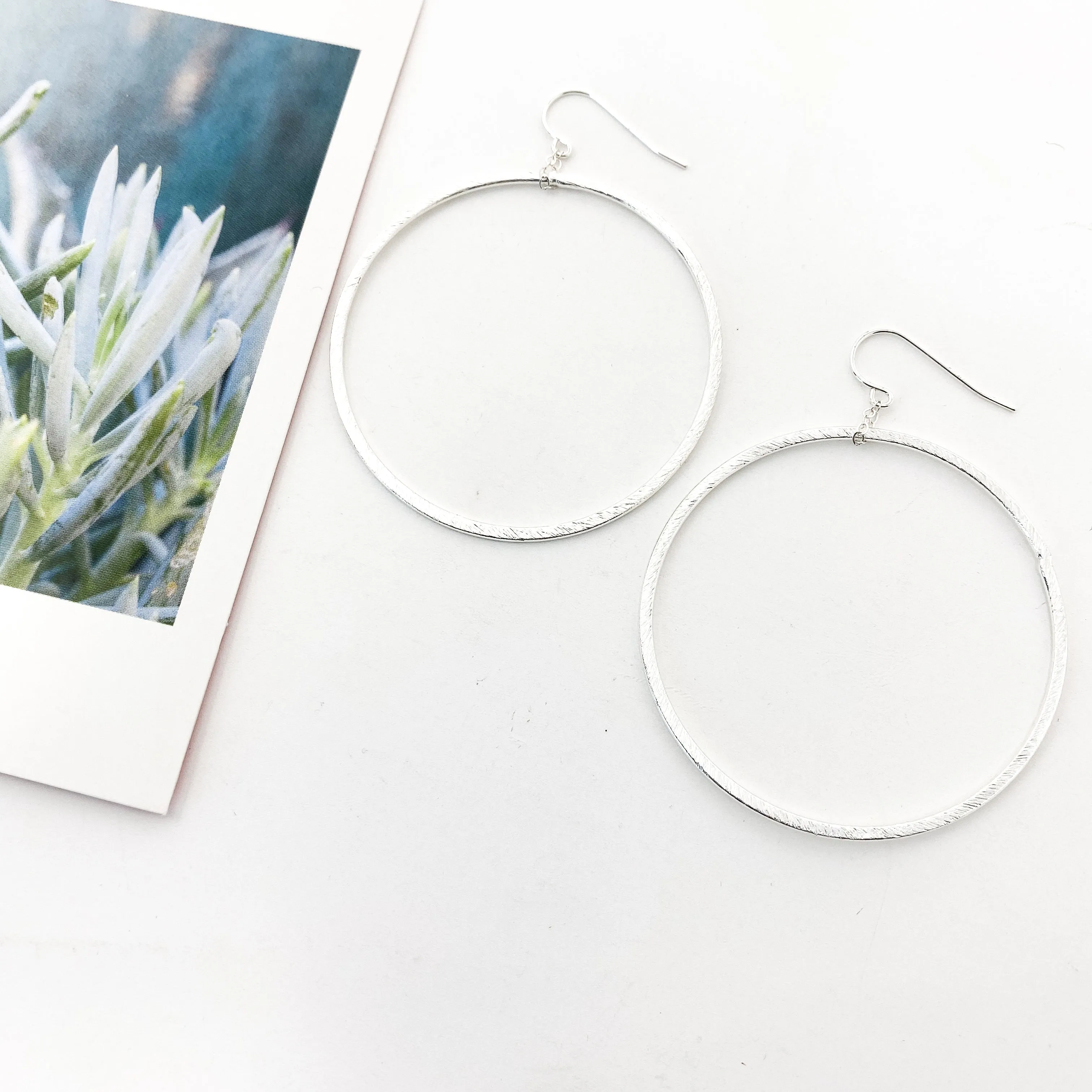Chloe Hanging Brushed Hoop Earrings