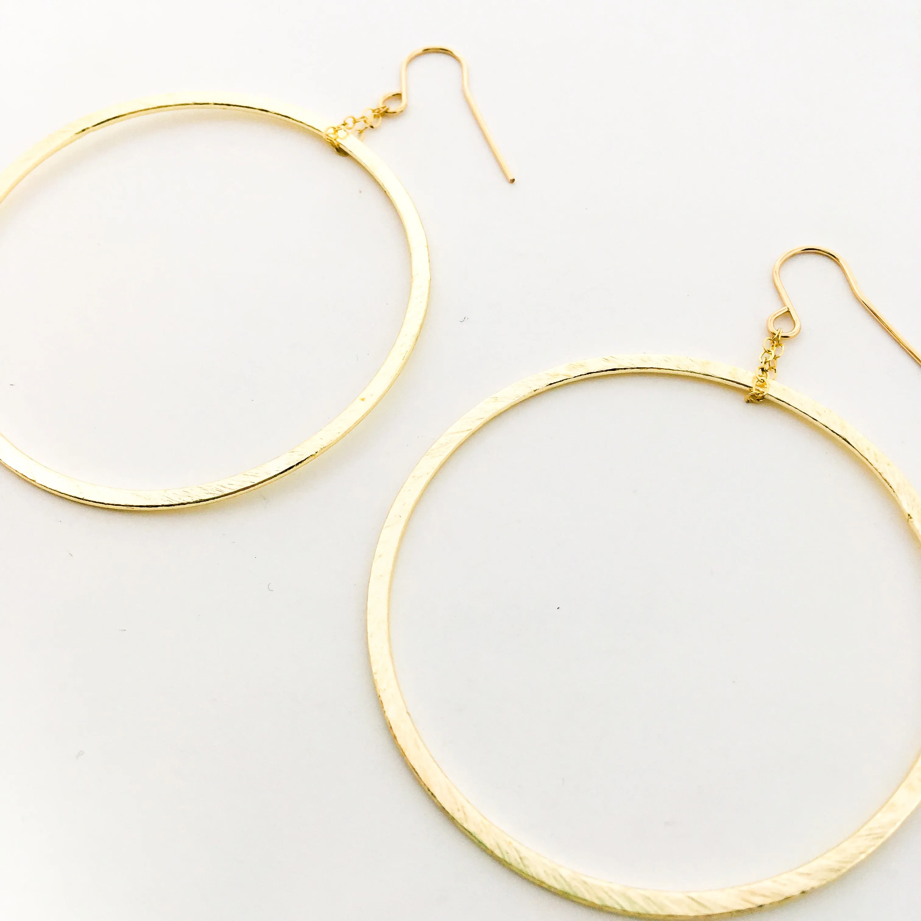 Chloe Hanging Brushed Hoop Earrings