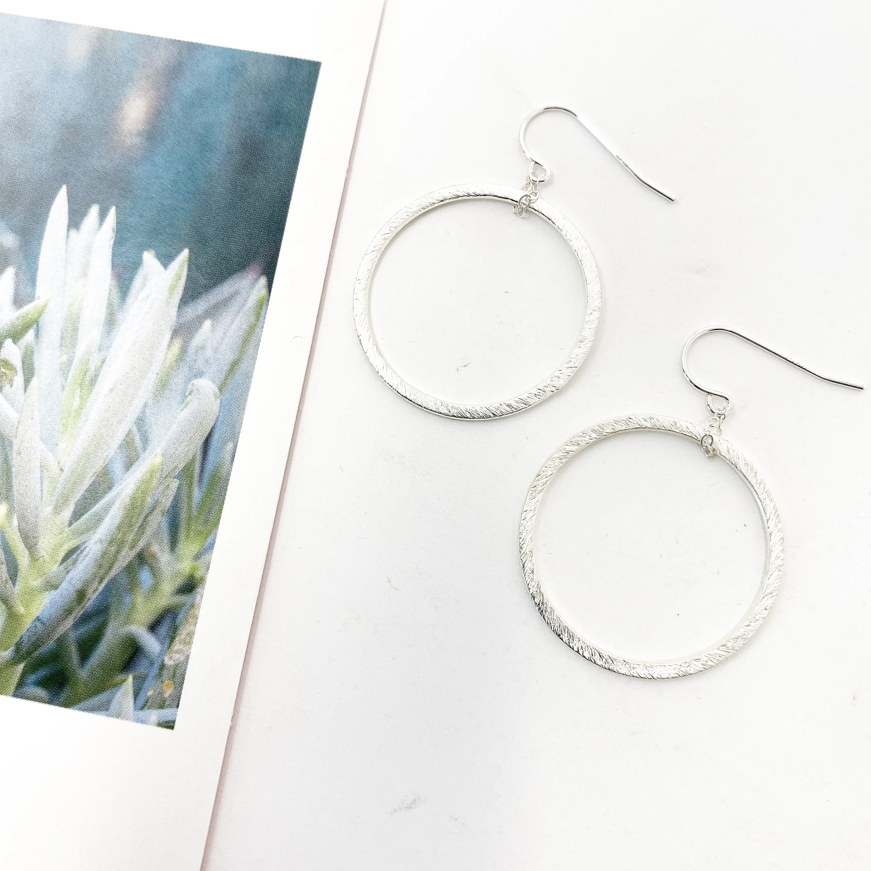 Chloe Hanging Brushed Hoop Earrings