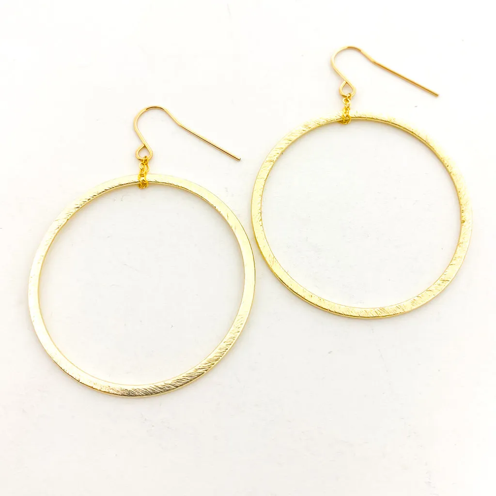 Chloe Hanging Brushed Hoop Earrings