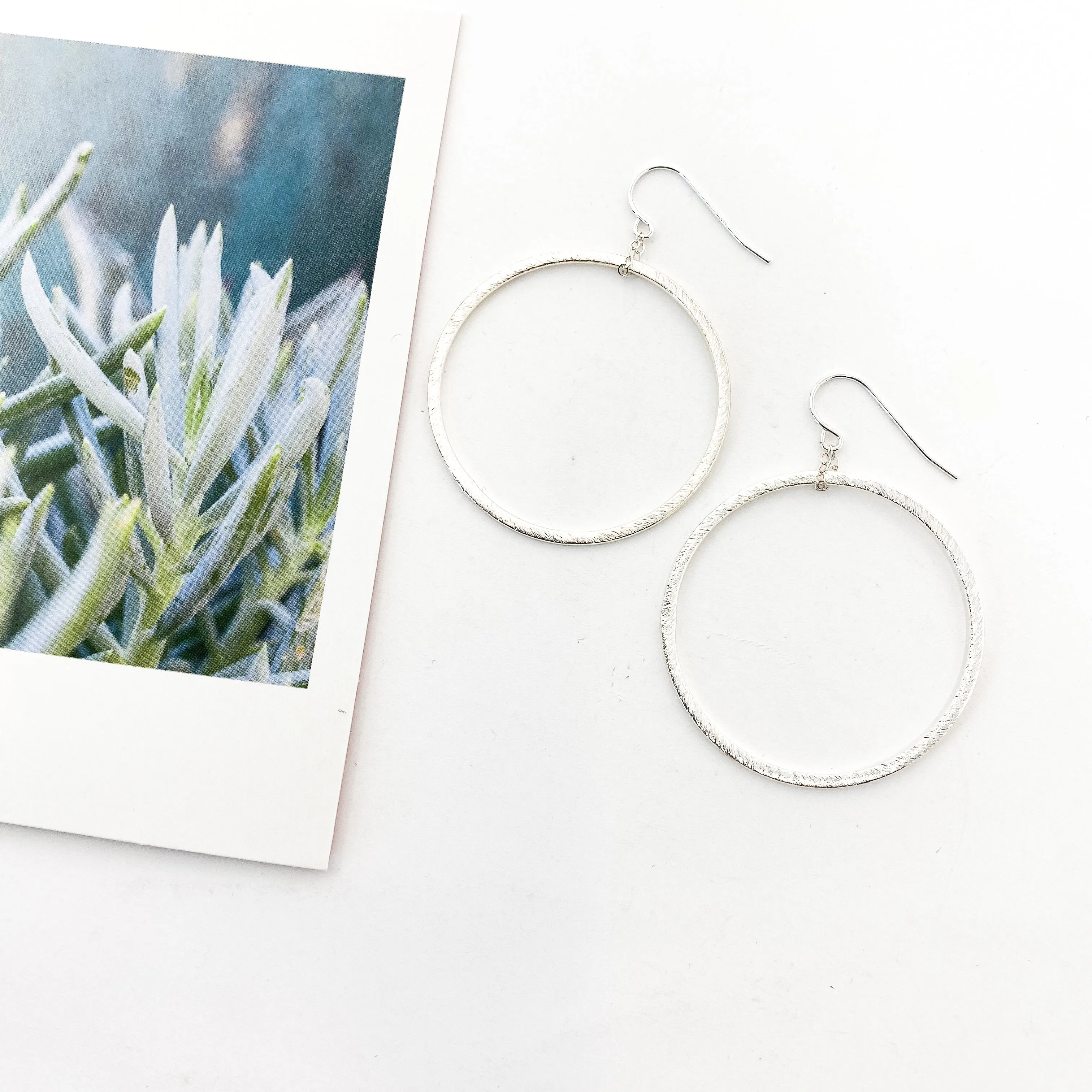 Chloe Hanging Brushed Hoop Earrings