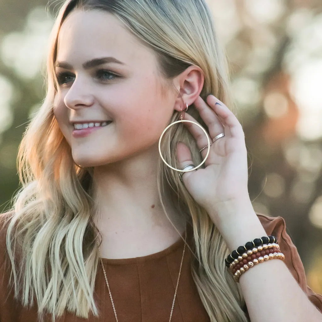 Chloe Hanging Brushed Hoop Earrings