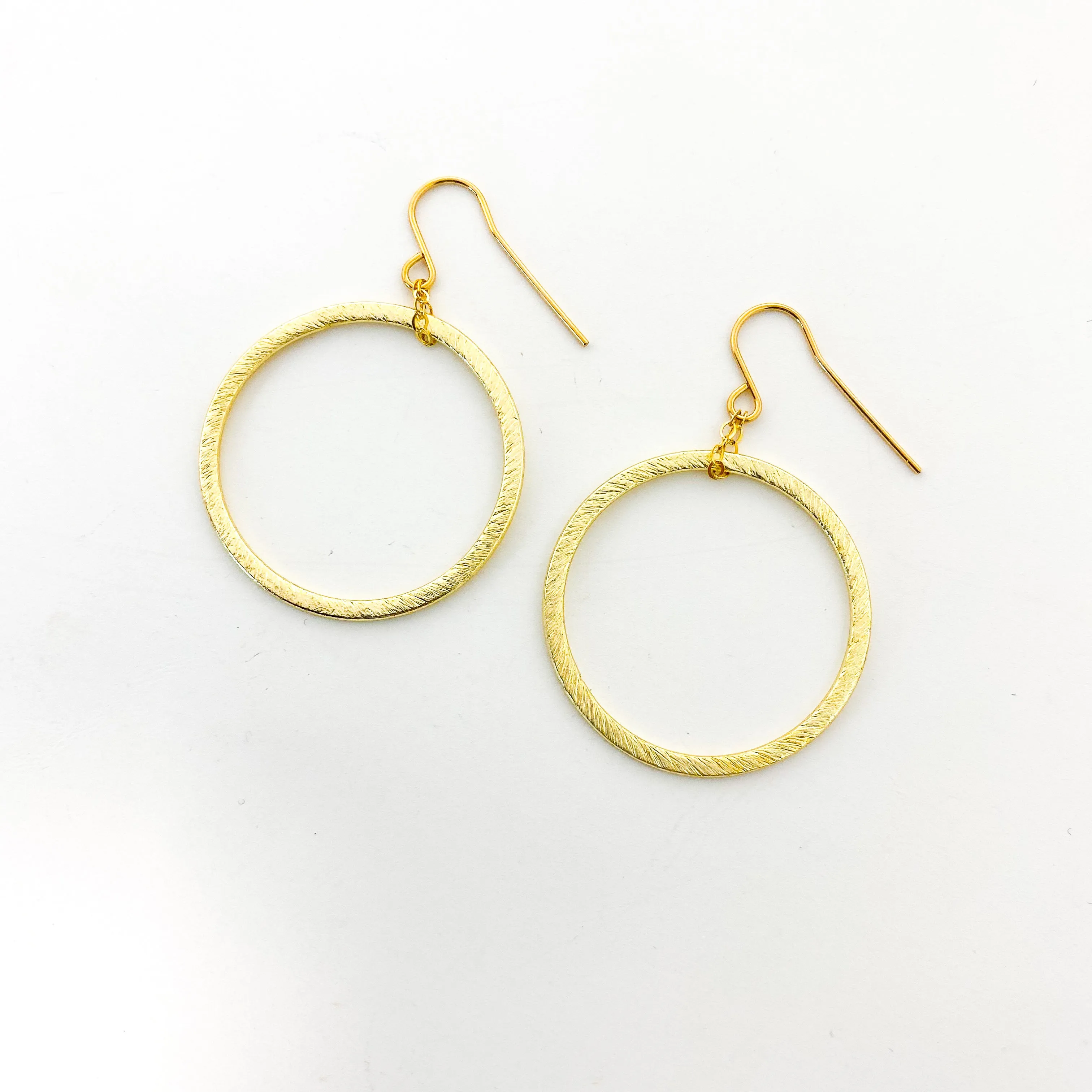 Chloe Hanging Brushed Hoop Earrings