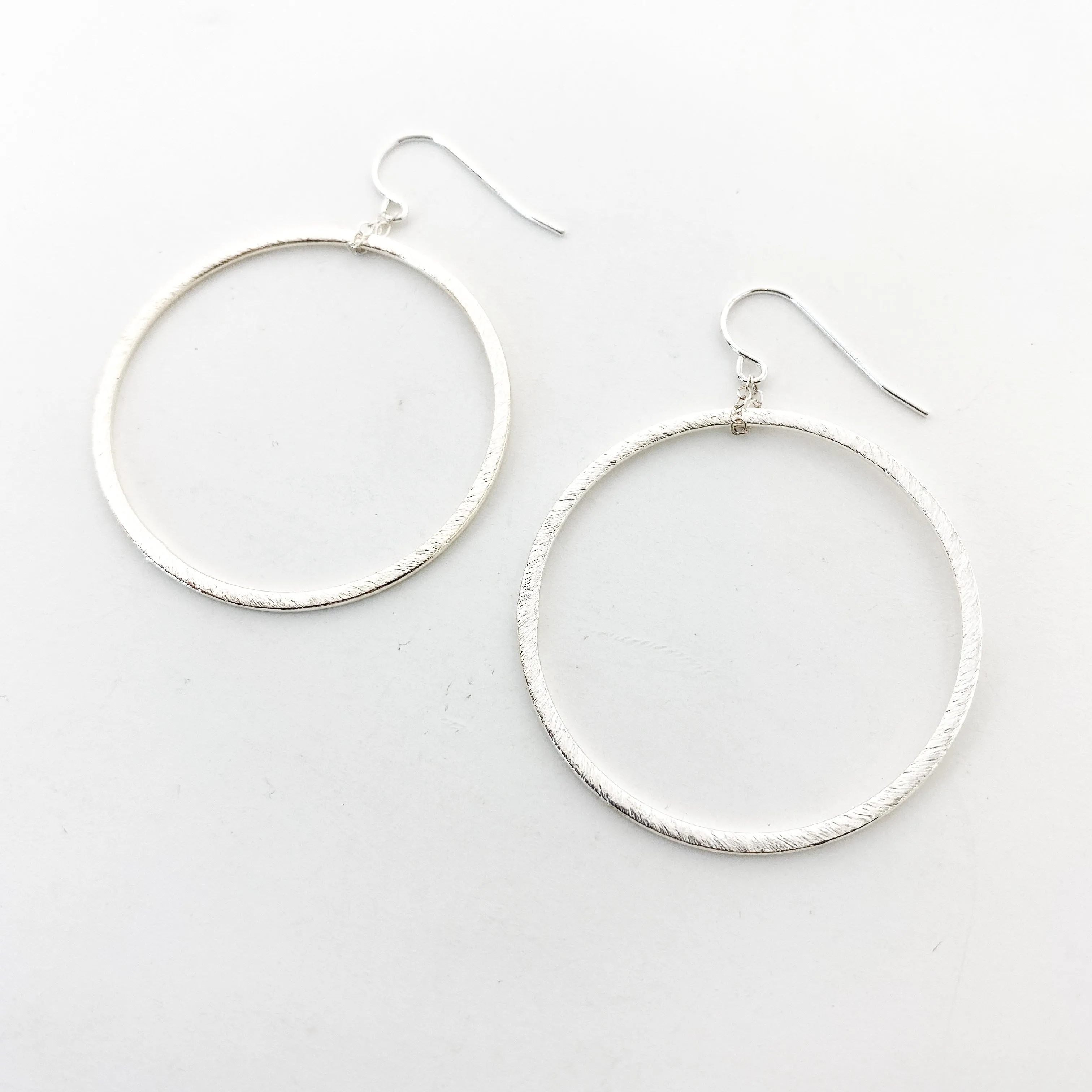 Chloe Hanging Brushed Hoop Earrings